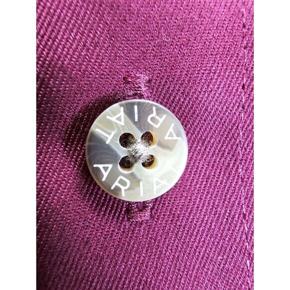 Ariat Size Medium Mens Burgundy Button Down Embroidered Chest Neck Logo Shirt - Picture 7 of 11